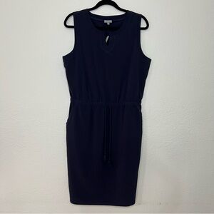 NWT T by Talbots Dress Women’s Medium Navy Blue Lightweight Stretch Split Neck‎